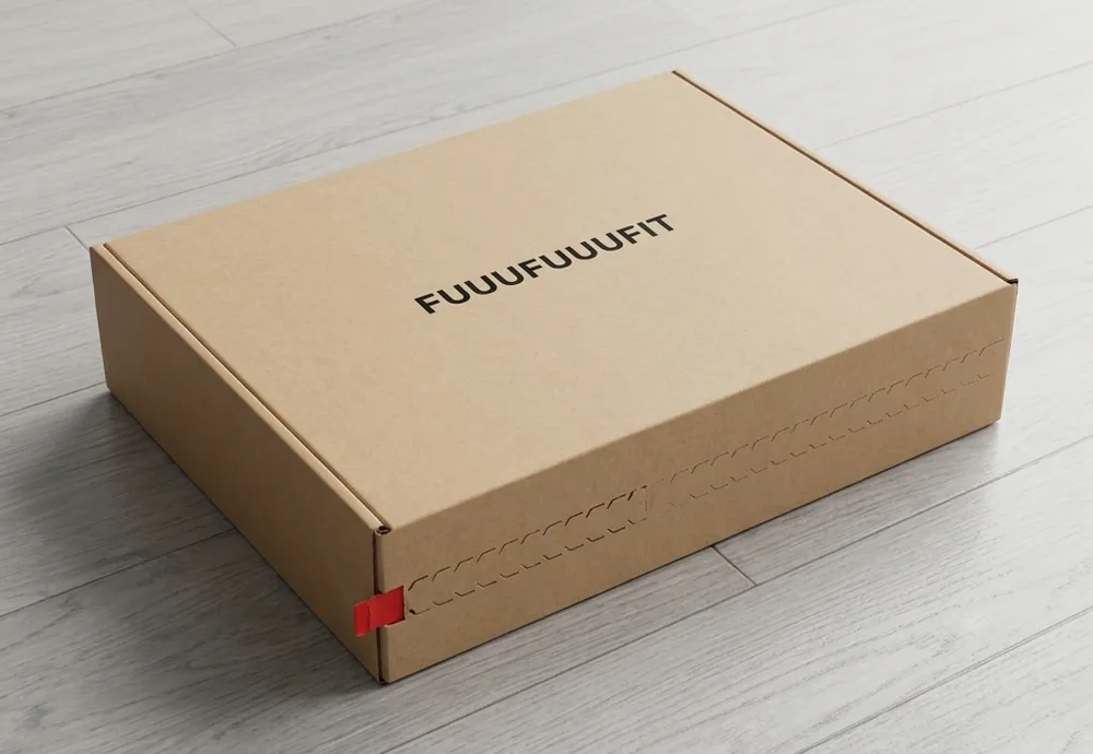 Kraft apparel mailer box with tear strip and pink printed interior