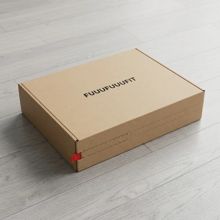 Closed custom apparel mailer box in natural kraft corrugated board with a front tear strip
