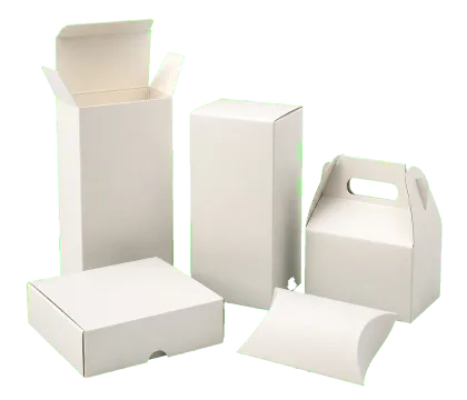 Custom folding carton packaging boxes arranged for retail product packaging comparison