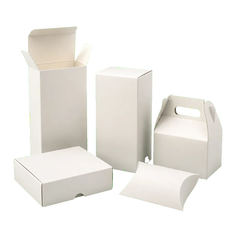 Folding carton boxes displayed for custom branded paperboard packaging design