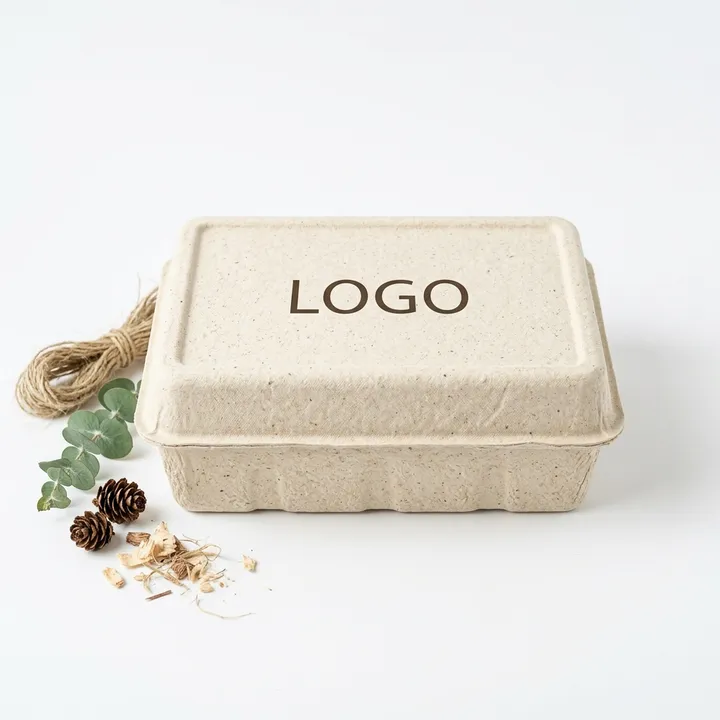 Compostable fiber based packaging box with natural paper materials