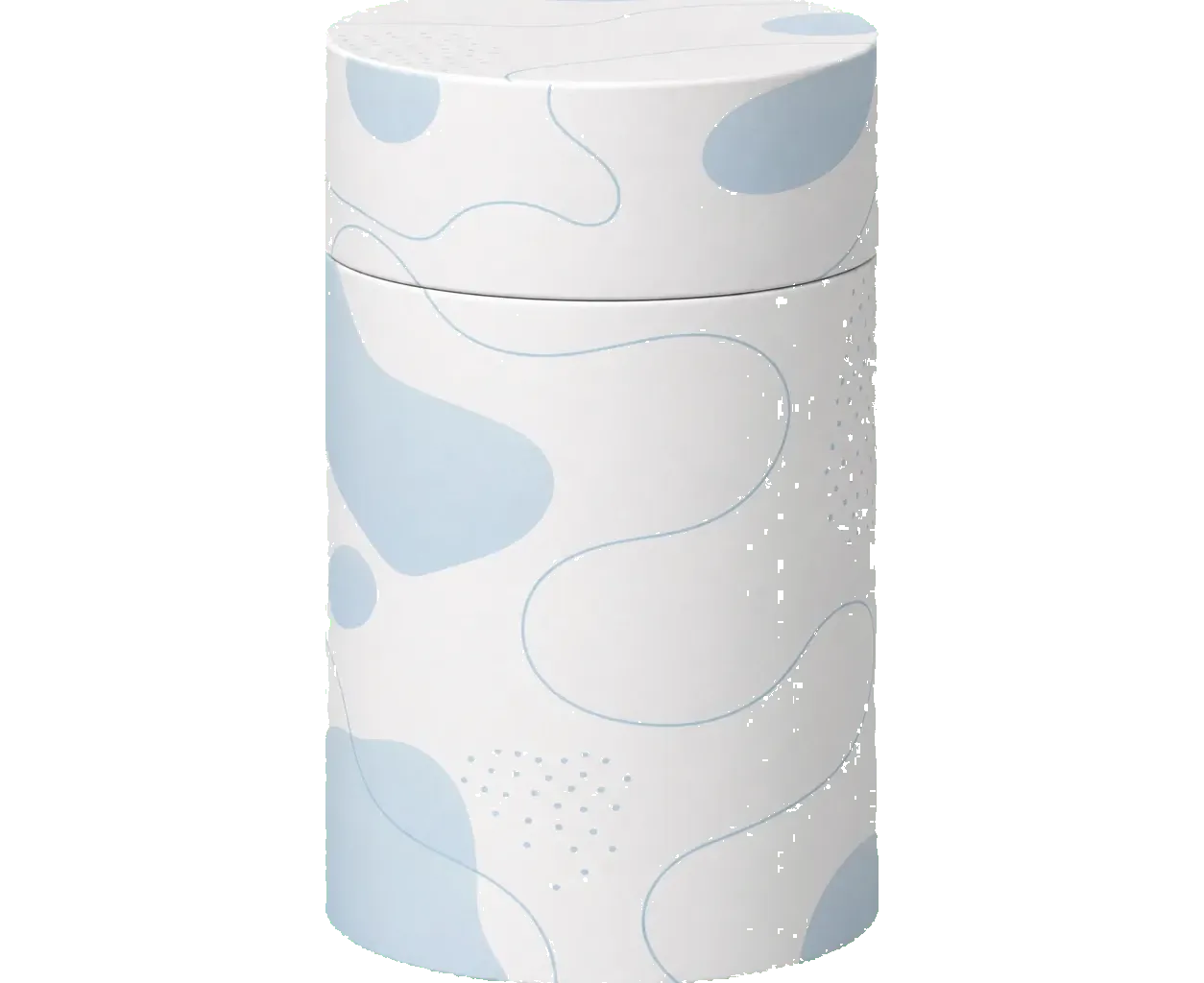 Cylinder rigid box side view showing rigid board depth and wrapped paper edges