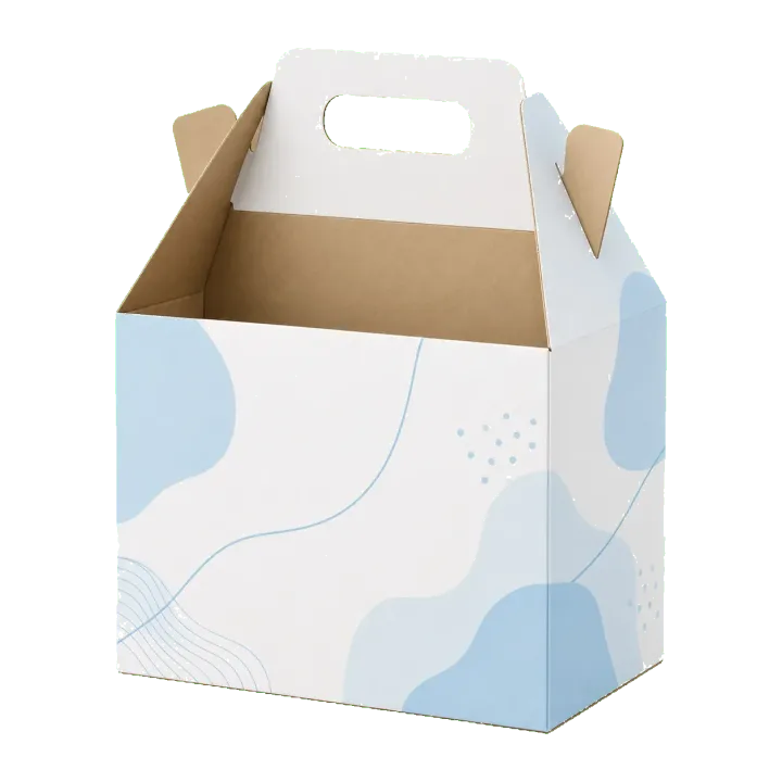 Open gable box used as a temporary bakery packaging structure image