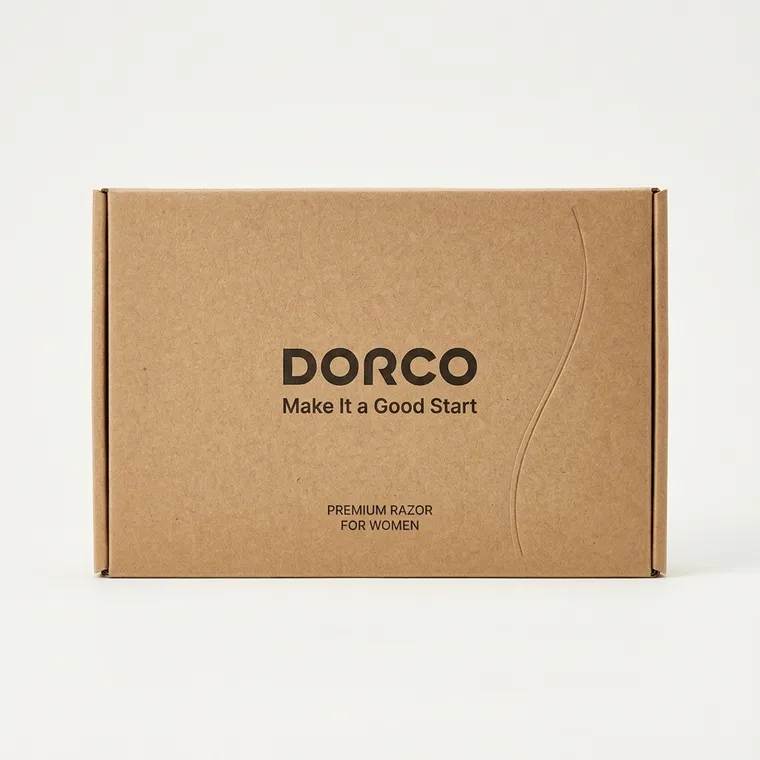 Closed custom kraft magnetic gift box with black printed razor branding