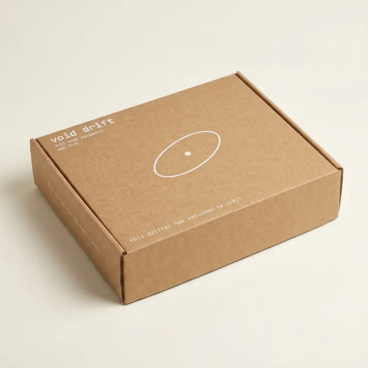 Closed custom kraft paper mailer box in E-flute corrugated board with white printing
