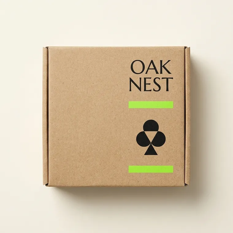 Closed custom kraft underwear box with black and fluorescent-green English artwork