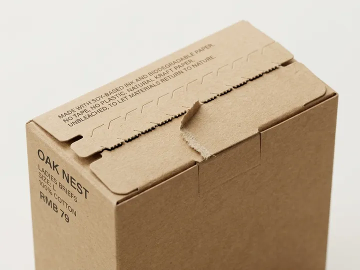 Kraft underwear box lid with a serrated tear-open perforation line