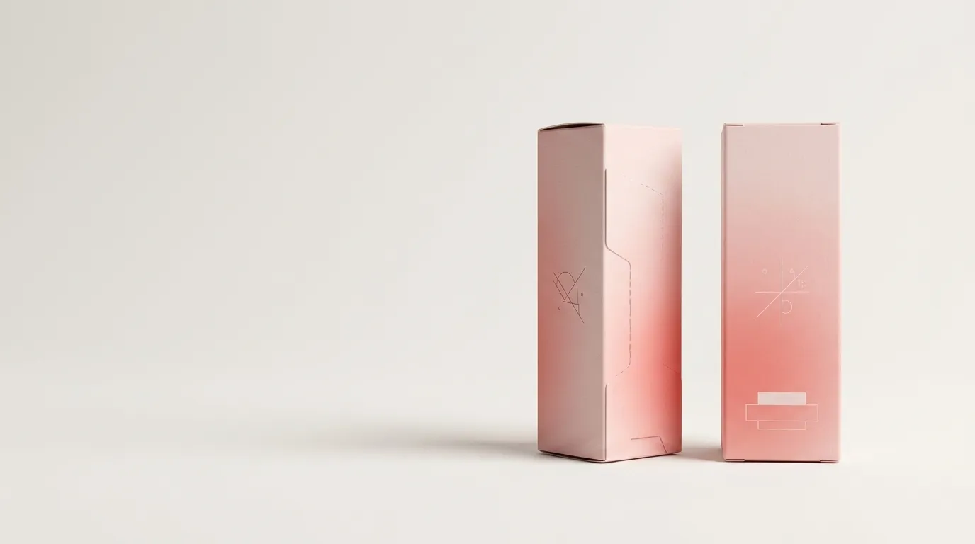 Two pink straight tuck end lipstick cartons with a slim rectangular format