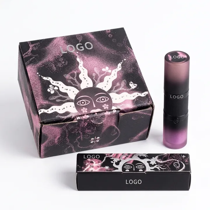 Custom lipstick and lip gloss packaging with printed carton and cosmetic tube