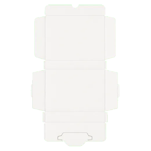 Literature mailer unfolded corrugated blank showing panels, flaps, score lines, and locking areas