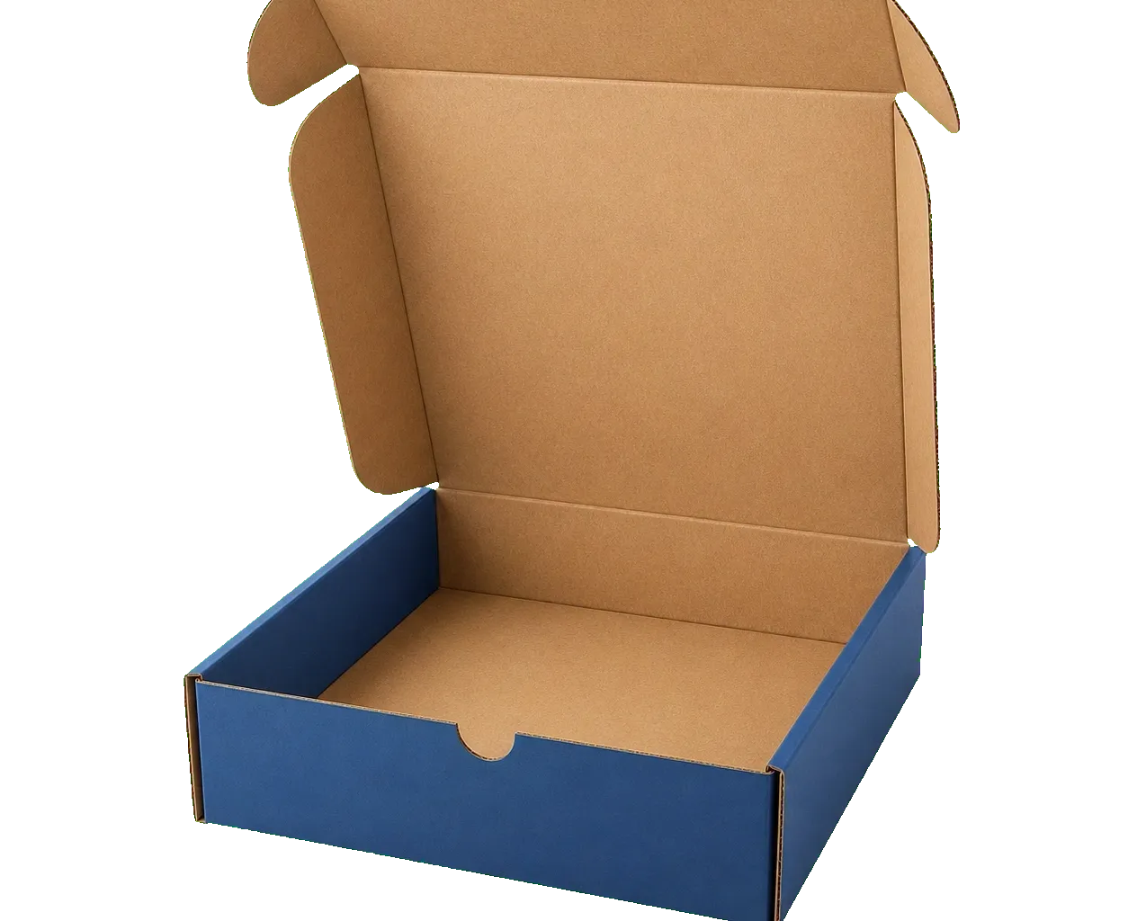 Custom corrugated mailer box open view showing inside print area, product space, and insert planning zone