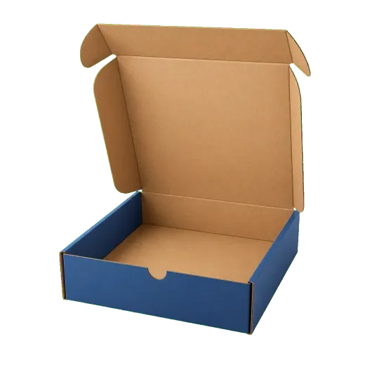 Custom corrugated mailer box open view showing inside print area, product space, and insert planning zone