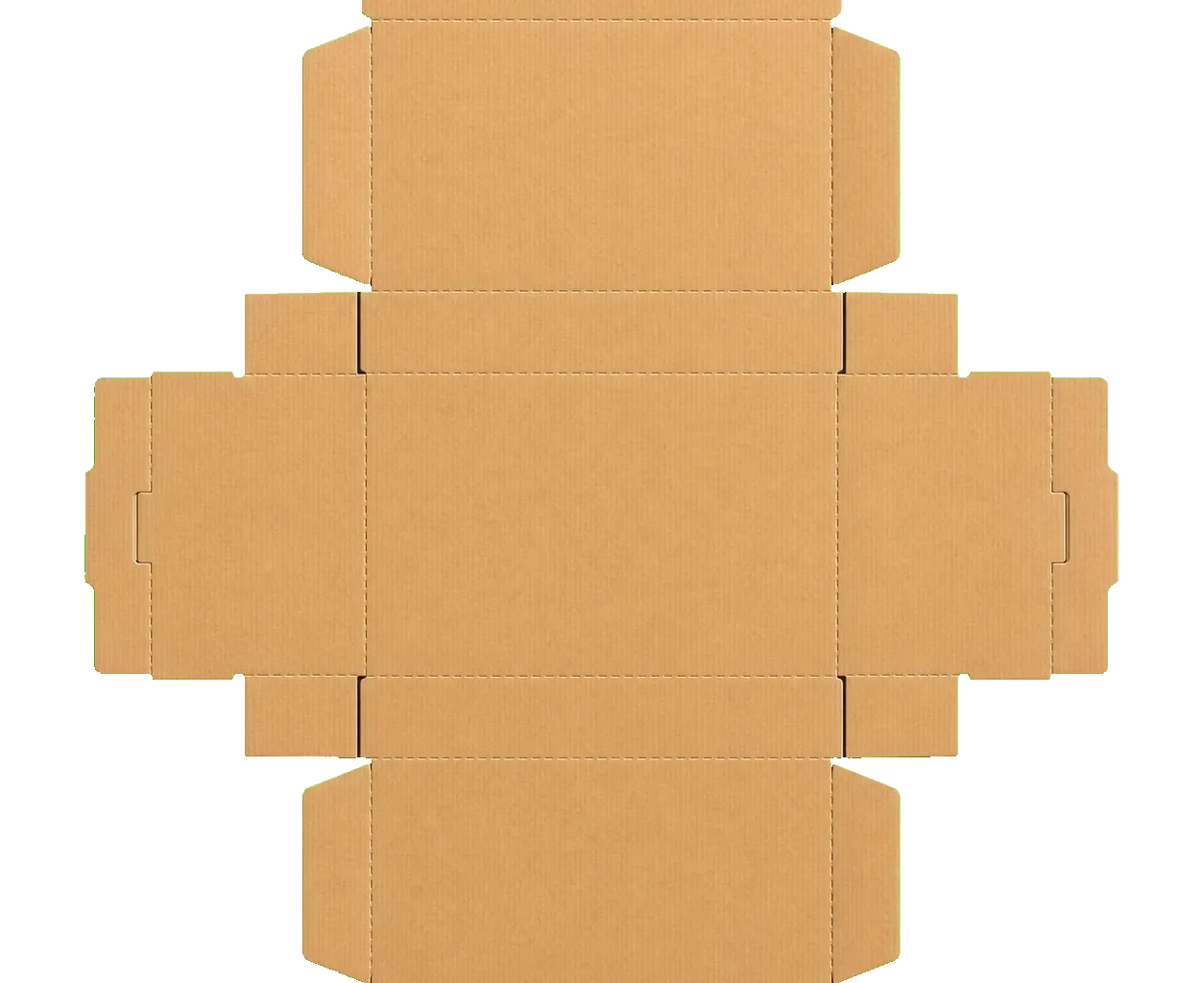 Custom mailer box unfolded dieline showing panels, flaps, score lines, and locking areas