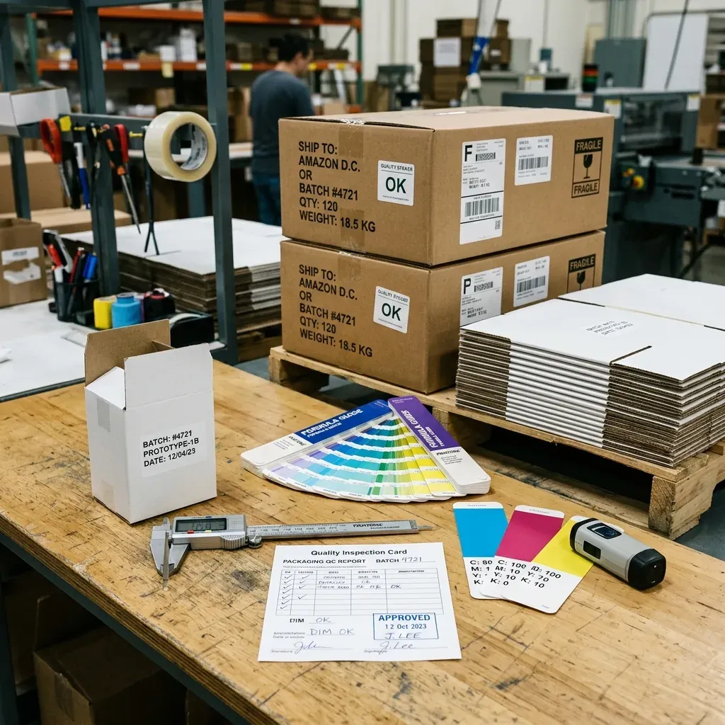 Paper box quality control sample for packaging production service