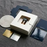 Custom paper box window detail with packaging material samples
