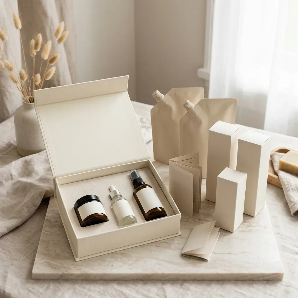 Cosmetics skincare custom packaging with premium product presentation