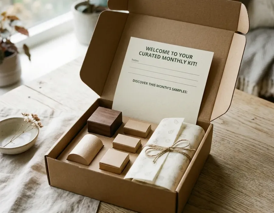 Subscription box packaging samples for recurring ecommerce kits