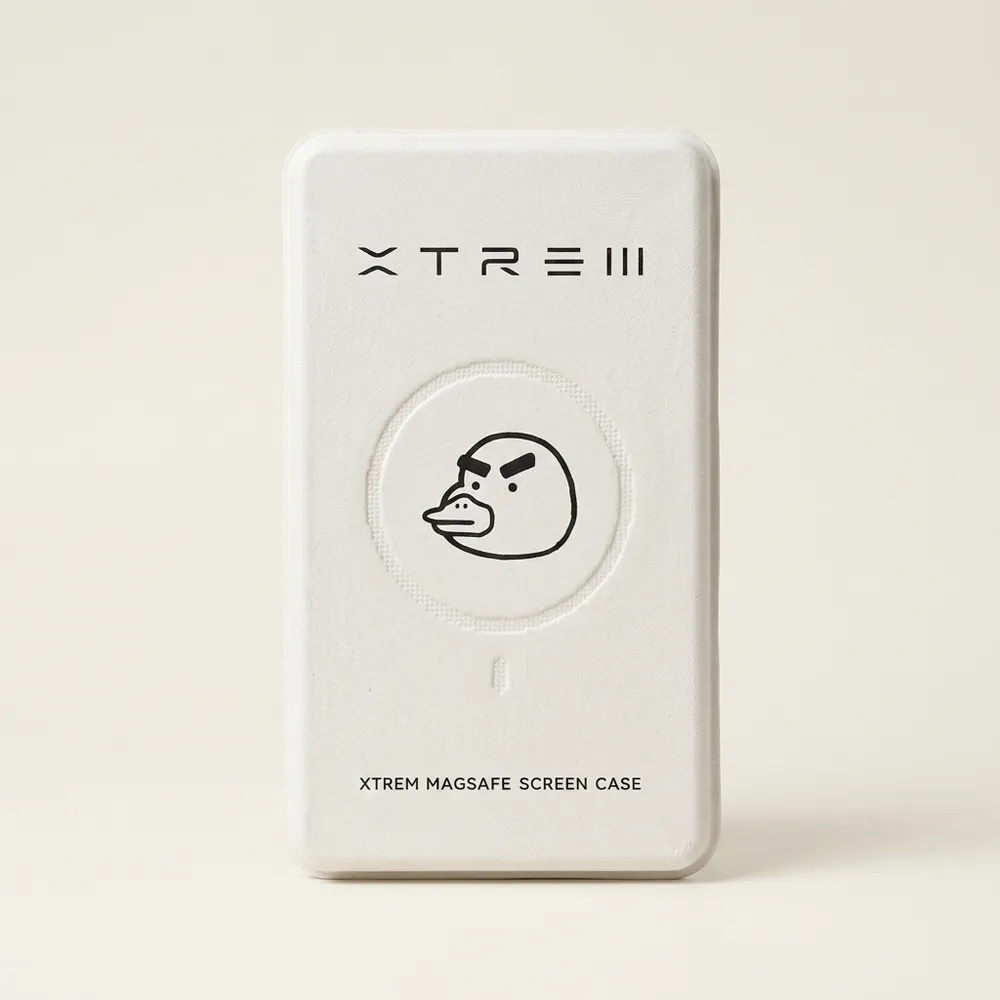 White wet-press molded pulp flip box printed for a phone case