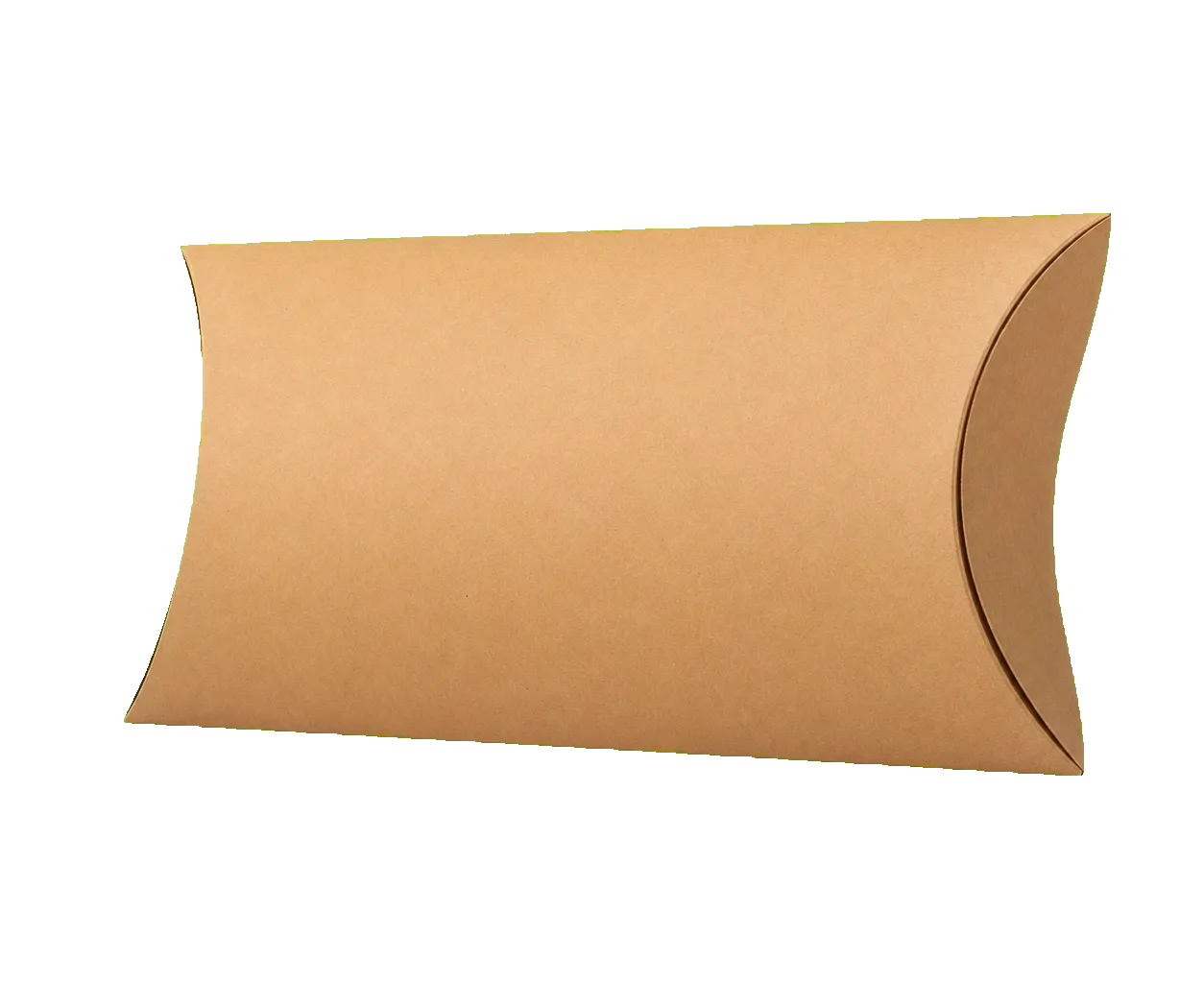 Pillow box side view showing panel depth and closure structure