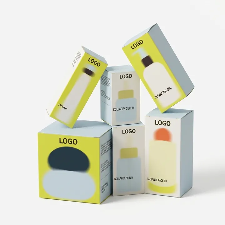 Custom skincare folding cartons for serum, face oil, cream, and lip balm products