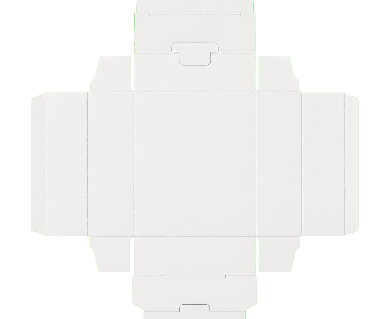 Unfolded straight tuck end carton blank with connected panels, flaps, and crease lines