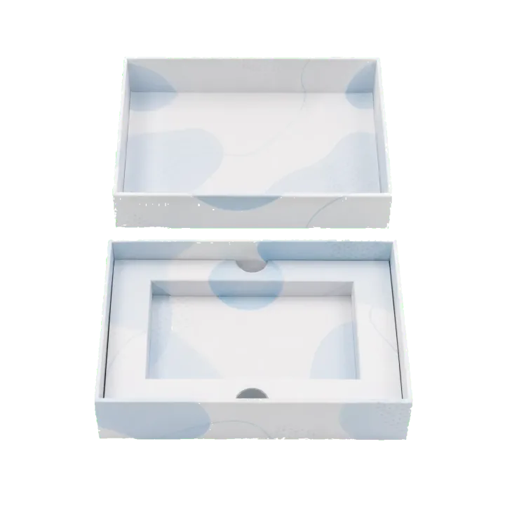 Open two-piece rigid box used as a temporary chocolate and candy packaging image