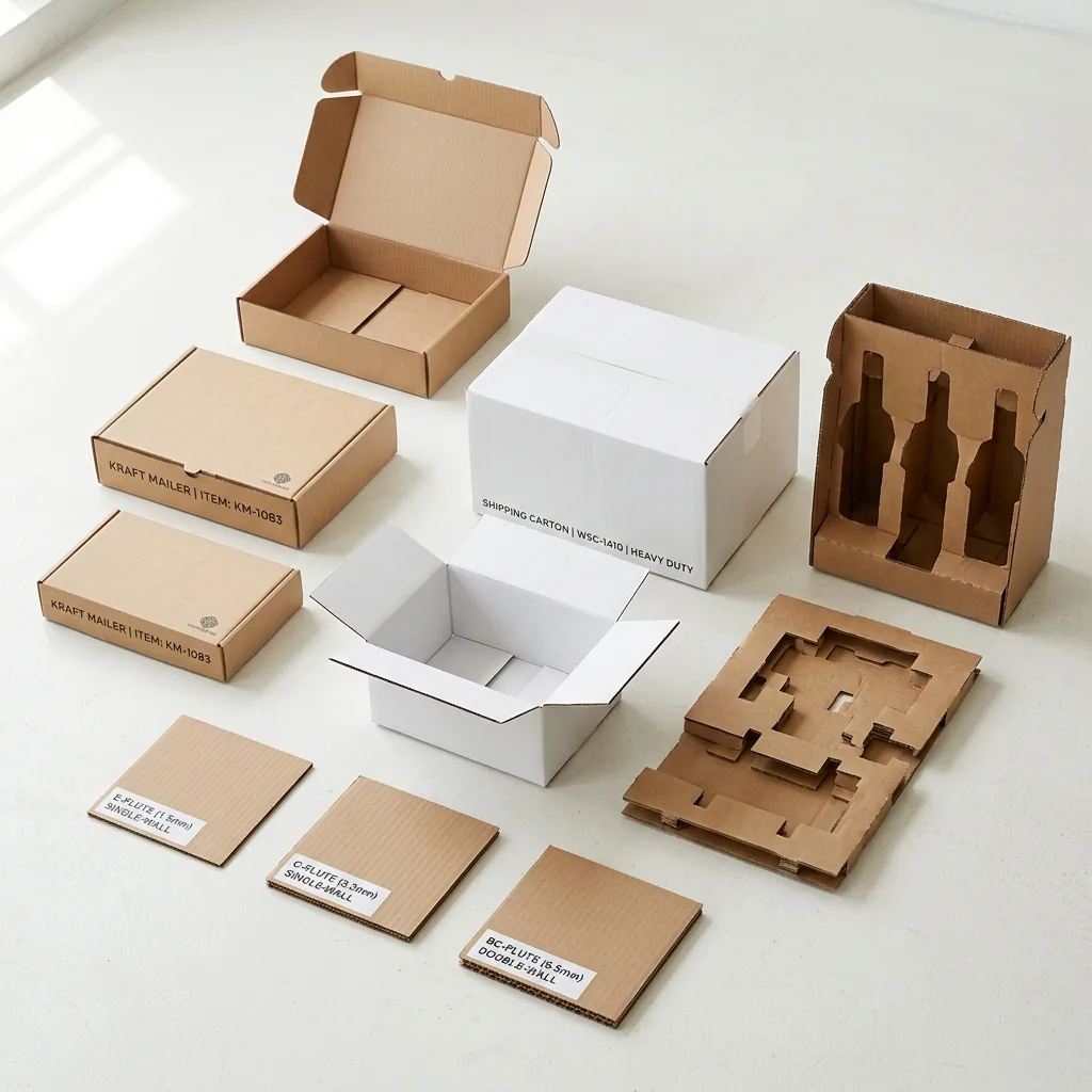 Corrugated mailer and shipping box samples for ecommerce packaging