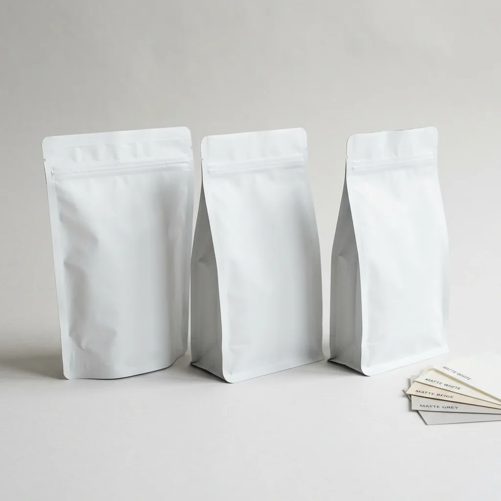 Flexible pouch packaging samples for stand-up and flat-bottom pouches