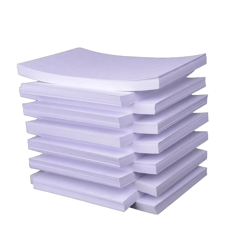 Stack of white SBS C2S paperboard sheets