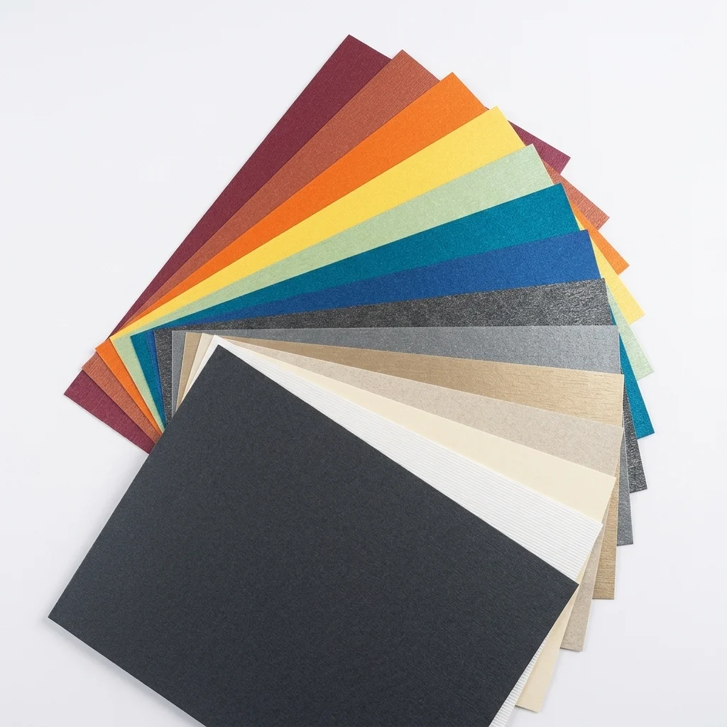 Fan of colored specialty paper samples