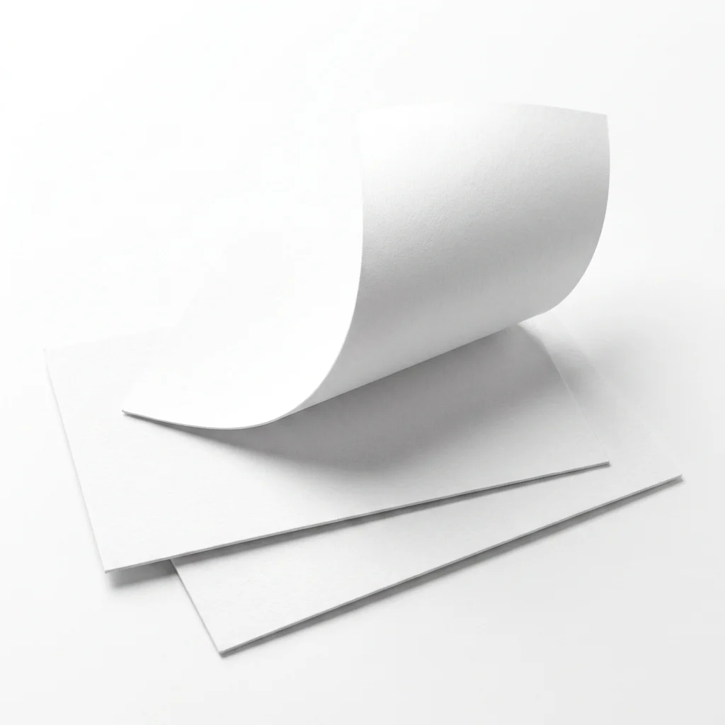 Curved 157g coated art paper sheets showing flexibility