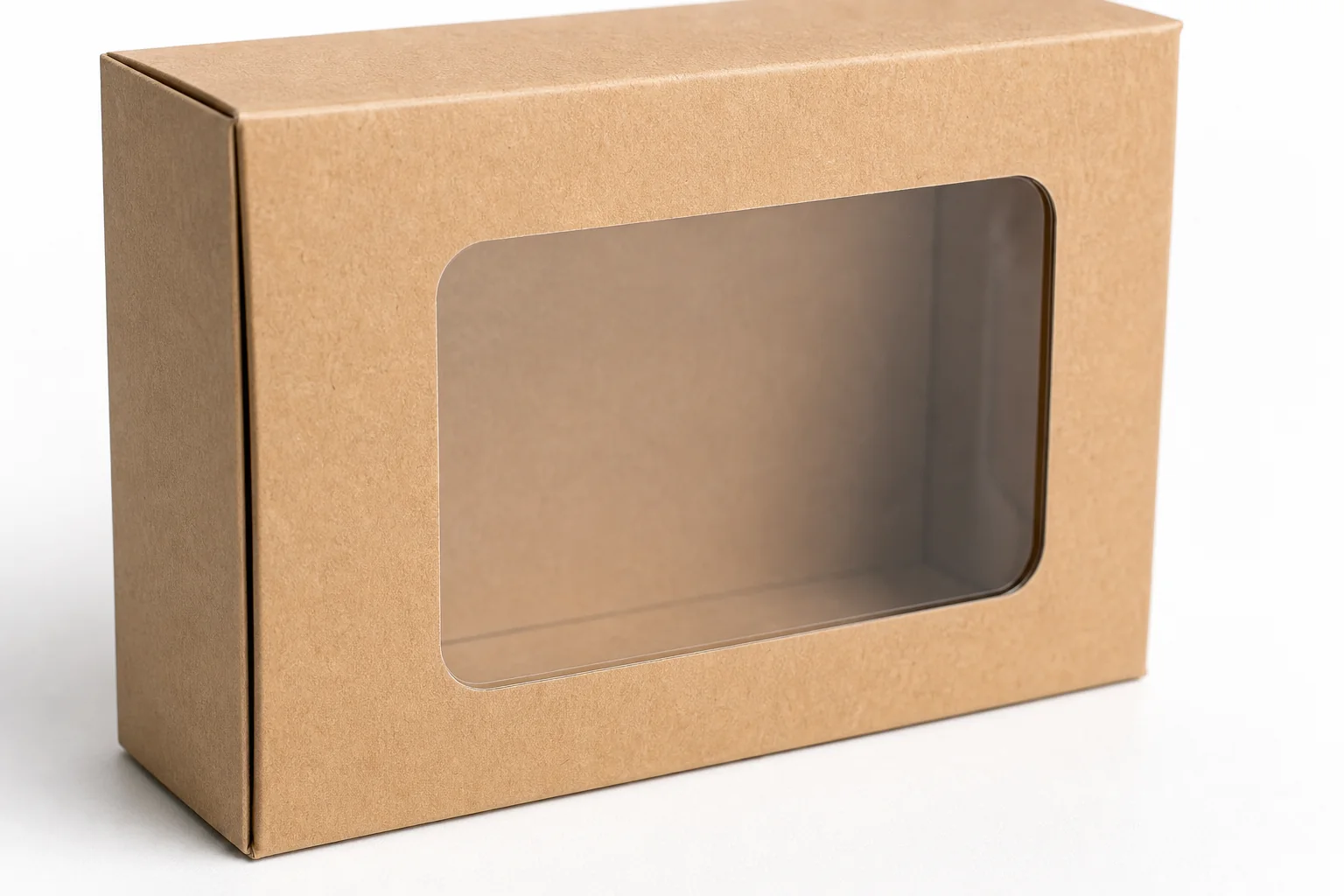 Clear window patching film applied to custom packaging