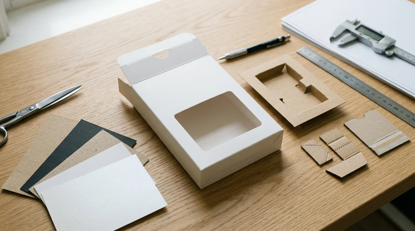 Custom paper box window cutout and packaging detail samples