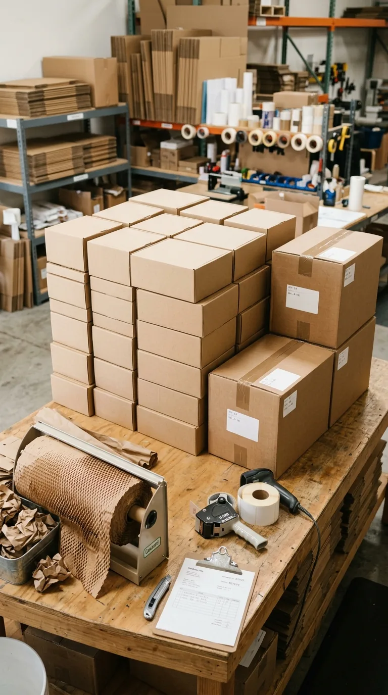 Finished custom paper boxes and cartons prepared for production delivery review
