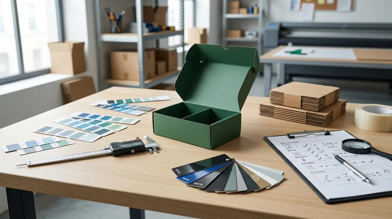 Quality control review setup for custom paper box packaging production